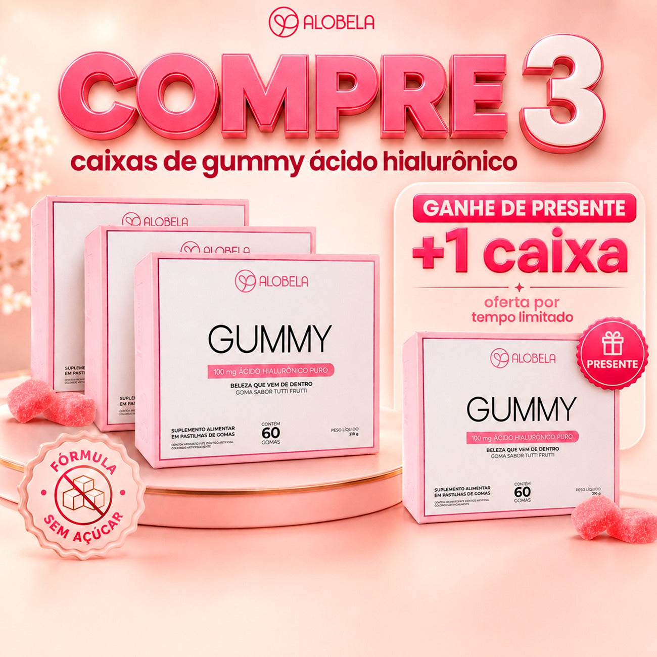 Caixa Goma de Ácido Hialurônico Puro