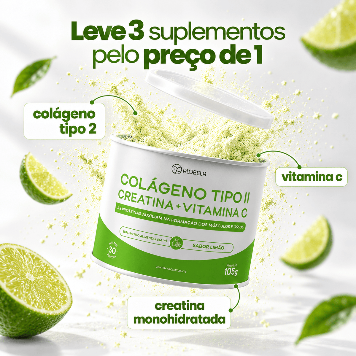 Creatina com Colágeno Tipo II e Vitamina C