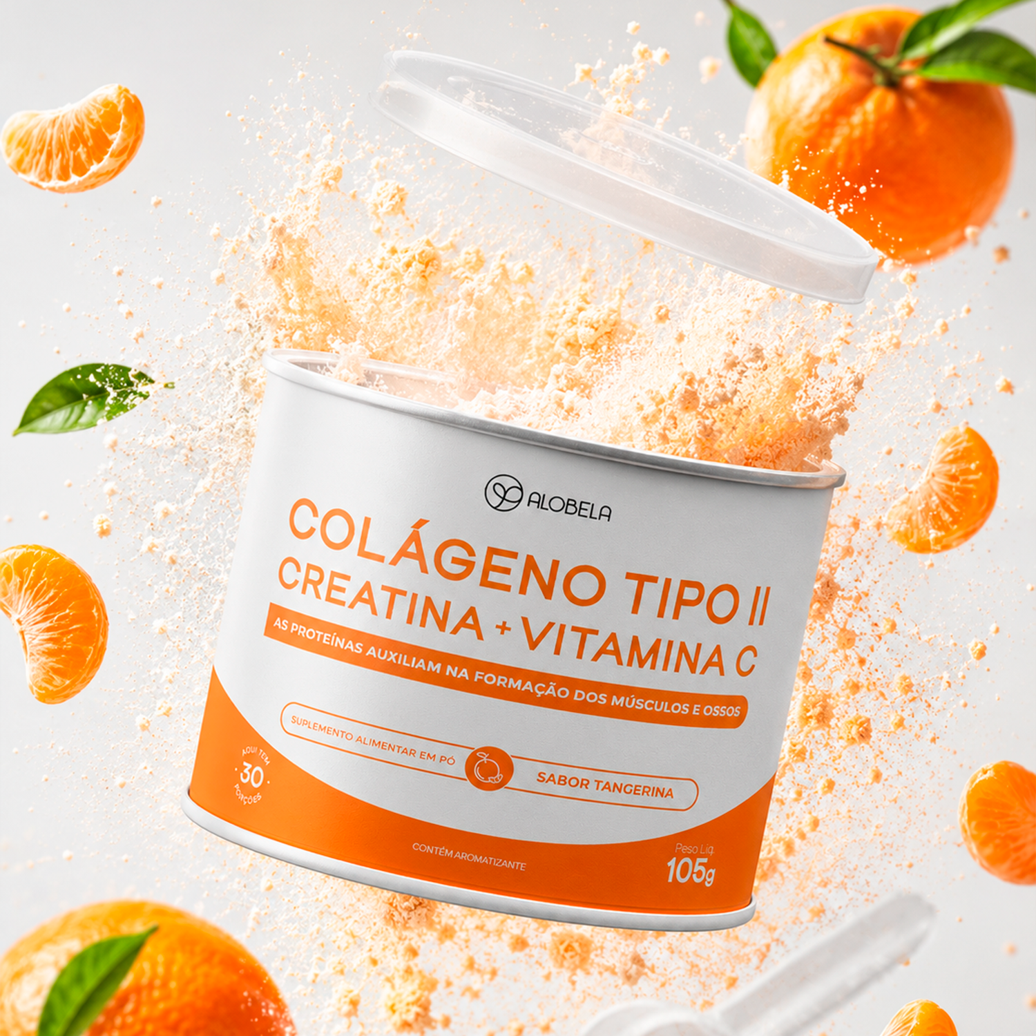 Creatina em pó Tangerina + Cálcio